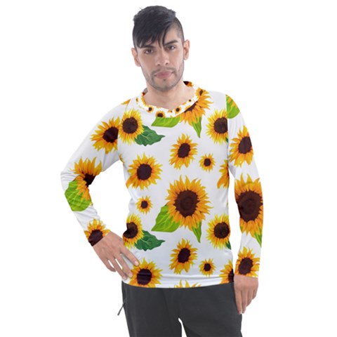 Sunflower Flower Seamless Men s Pique Long Sleeve Tee by Amaryn4rt