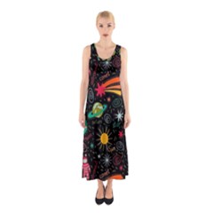 Seamless Pattern Space Sleeveless Maxi Dress by Amaryn4rt