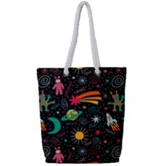 Seamless Pattern Space Full Print Rope Handle Tote (small) by Amaryn4rt