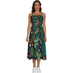 Pattern Forest Leaf Fruits Flowers Motif Sleeveless Shoulder Straps Boho Dress by Amaryn4rt