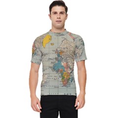 Vintage World Map Men s Short Sleeve Rash Guard by pakminggu