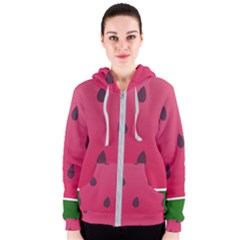 Watermelon Fruit Summer Red Fresh Food Healthy Women s Zipper Hoodie by pakminggu