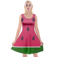 Watermelon Fruit Summer Red Fresh Food Healthy Reversible Velvet Sleeveless Dress by pakminggu