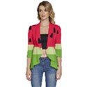 Watermelon Fruit Food Healthy Vitamins Nutrition Women s 3/4 Sleeve Ruffle Edge Open Front Jacket View1