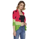 Watermelon Fruit Food Healthy Vitamins Nutrition Women s 3/4 Sleeve Ruffle Edge Open Front Jacket View3