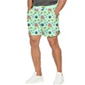 Dog Pattern Seamless Blue Background Scrapbooking Men s Runner Shorts View3