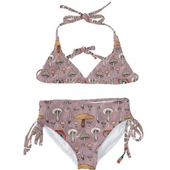 Mushrooms Autumn Fall Pattern Seamless Decorative Kids  Classic Bikini Set by pakminggu