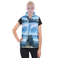 Futuristic City Fantasy Scifi Women s Button Up Vest by Ravend