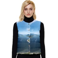 Futuristic City Fantasy Scifi Women s Button Up Puffer Vest by Ravend