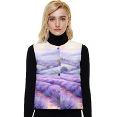 Lavender Flower Tree Women s Button Up Puffer Vest by Ravend