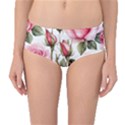 Flower Rose Pink Mid-Waist Bikini Bottoms View1