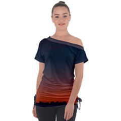 Sky Gradient Off Shoulder Tie-up Tee