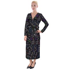 Mathematics  Physics Maths Math Pattern Velvet Maxi Wrap Dress by Grandong