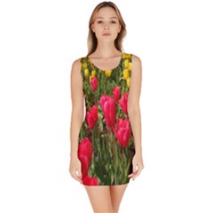 Yellow Pink Red Flowers Bodycon Dress by artworkshop