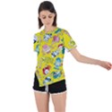 Robot Pattern Asymmetrical Short Sleeve Sports Tee View1