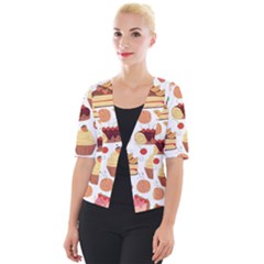 Dessert And Cake For Food Pattern Cropped Button Cardigan by Grandong