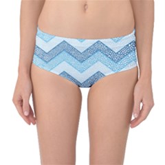 Seamless Pattern Of Cute Summer Blue Line Zigzag Mid-waist Bikini Bottoms by Grandong