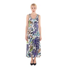 Purple Orange Green Blue Cartoon Sleeveless Maxi Dress by Grandong