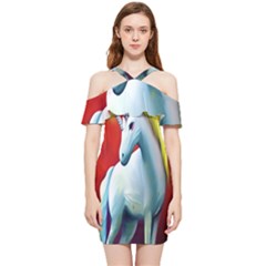 Unicorn Design Shoulder Frill Bodycon Summer Dress by Trending