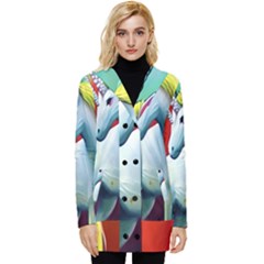 Unicorn Design Button Up Hooded Coat  by Trending