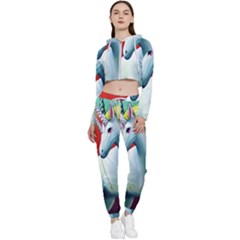 Unicorn Design Cropped Zip Up Lounge Set by Trending