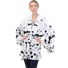 Monochrome Mirage  Long Sleeve Velvet Kimono  by dflcprintsclothing