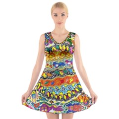 Supersonic Sunblast V-neck Sleeveless Dress by chellerayartisans