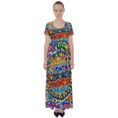 Supersonic Sunblast High Waist Short Sleeve Maxi Dress by chellerayartisans