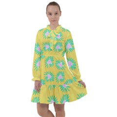 Mazipoodles Bold Daises Yellow All Frills Chiffon Dress by Mazipoodles