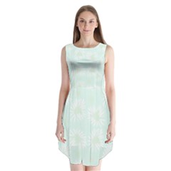 Mazipoodles Bold Daisies Spearmint Sleeveless Chiffon Dress   by Mazipoodles