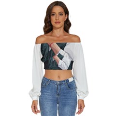 Moosewala Long Sleeve Crinkled Weave Crop Top by Mayank