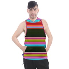 Horizontal Line Colorful Men s Sleeveless Hoodie by Grandong