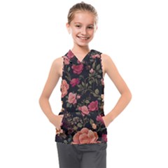 Flower Pattern Kids  Sleeveless Hoodie by Grandong