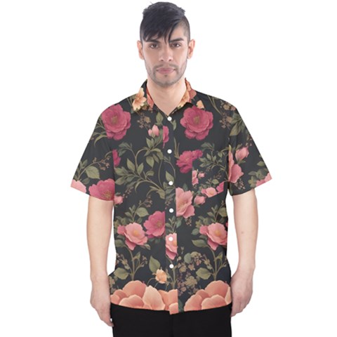 Flower Pattern Men s Hawaii Shirt by Grandong