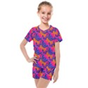 Purple Design Scrapbooking Blue Kids  Mesh Tee and Shorts Set View1