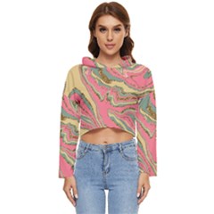 Pattern Glitter Pastel Layer Women s Lightweight Cropped Hoodie by Grandong