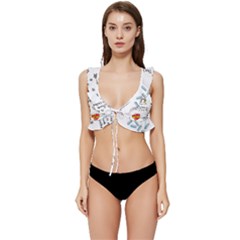 Abstract Fashion Background Suitable Fabric Printing Low Cut Ruffle Edge Bikini Top by pakminggu