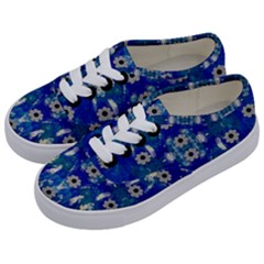 Oilpainting Blue Flowers In The Peaceful Night Kids  Classic Low Top Sneakers by pepitasart