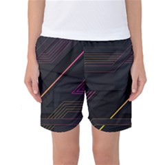 Gradient-geometric-shapes-dark-background Women s Basketball Shorts by pakminggu