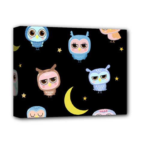 Cute-owl-doodles-with-moon-star-seamless-pattern Deluxe Canvas 14  X 11  (stretched) by pakminggu