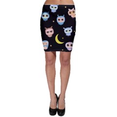 Cute-owl-doodles-with-moon-star-seamless-pattern Bodycon Skirt by pakminggu