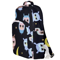 Cute-owl-doodles-with-moon-star-seamless-pattern Double Compartment Backpack by pakminggu