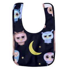 Cute-owl-doodles-with-moon-star-seamless-pattern Baby Bib by pakminggu