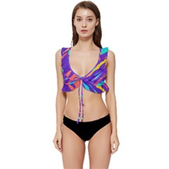 Multicolored-abstract-background Low Cut Ruffle Edge Bikini Top by pakminggu