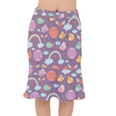 Cute-seamless-pattern-with-doodle-birds-balloons Short Mermaid Skirt by pakminggu