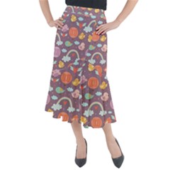 Cute-seamless-pattern-with-doodle-birds-balloons Midi Mermaid Skirt by pakminggu