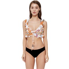 Cute-colorful-owl-cartoon-seamless-pattern Low Cut Ruffle Edge Bikini Top by pakminggu