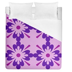 Pink And Purple Flowers Pattern Duvet Cover (queen Size) by shoopshirt