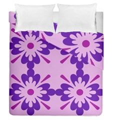 Pink And Purple Flowers Pattern Duvet Cover Double Side (queen Size) by shoopshirt