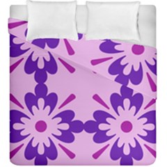 Pink And Purple Flowers Pattern Duvet Cover Double Side (king Size) by shoopshirt